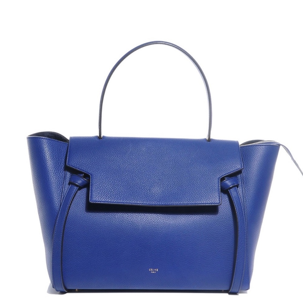 CELINE Drummed Calfskin Small Belt Bag Indigo